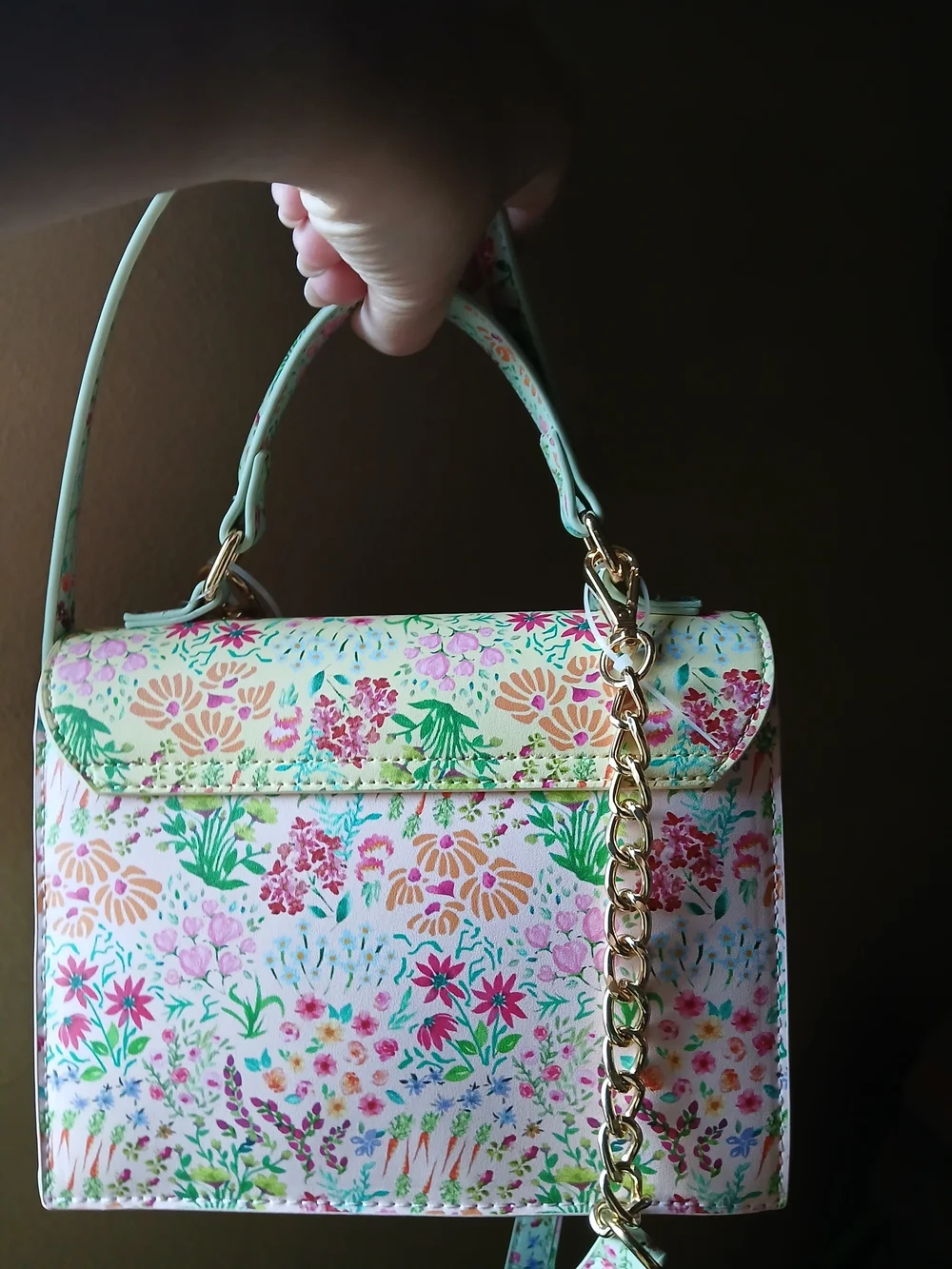 NEW Betsy Johnson Floral Top-Handle Crossbody Bag - Pink & Mint